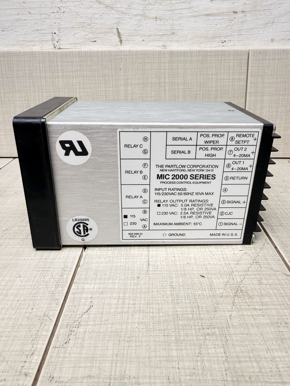 PARTLOW CONTROLS 2310001 MIC 2000 SERIES 115VAC