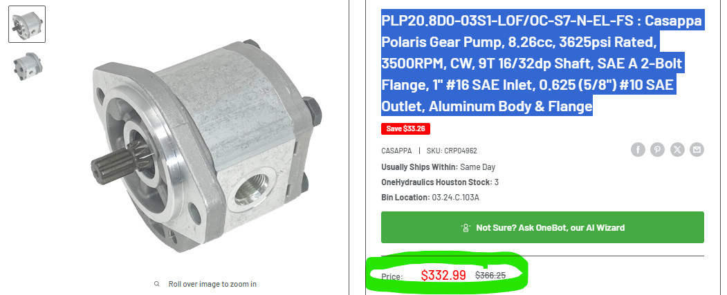 Casappa Gear Pump For Electro-Hydraulic Fan Drive Systems PLP20.7 [C4S3]#3
