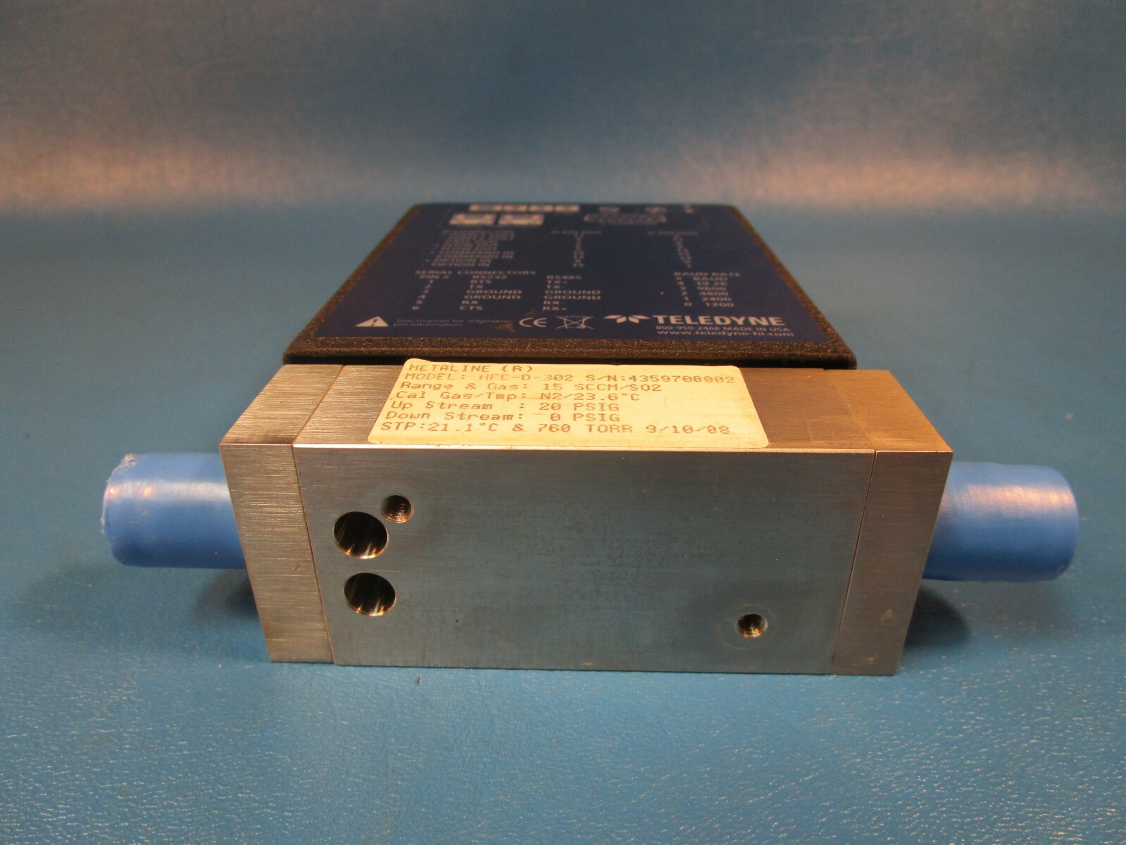 Teledyne Hastings HFC-D-302 Flow Controller, Range: 15, Gas: SCCM/SO2, 20 PSIG