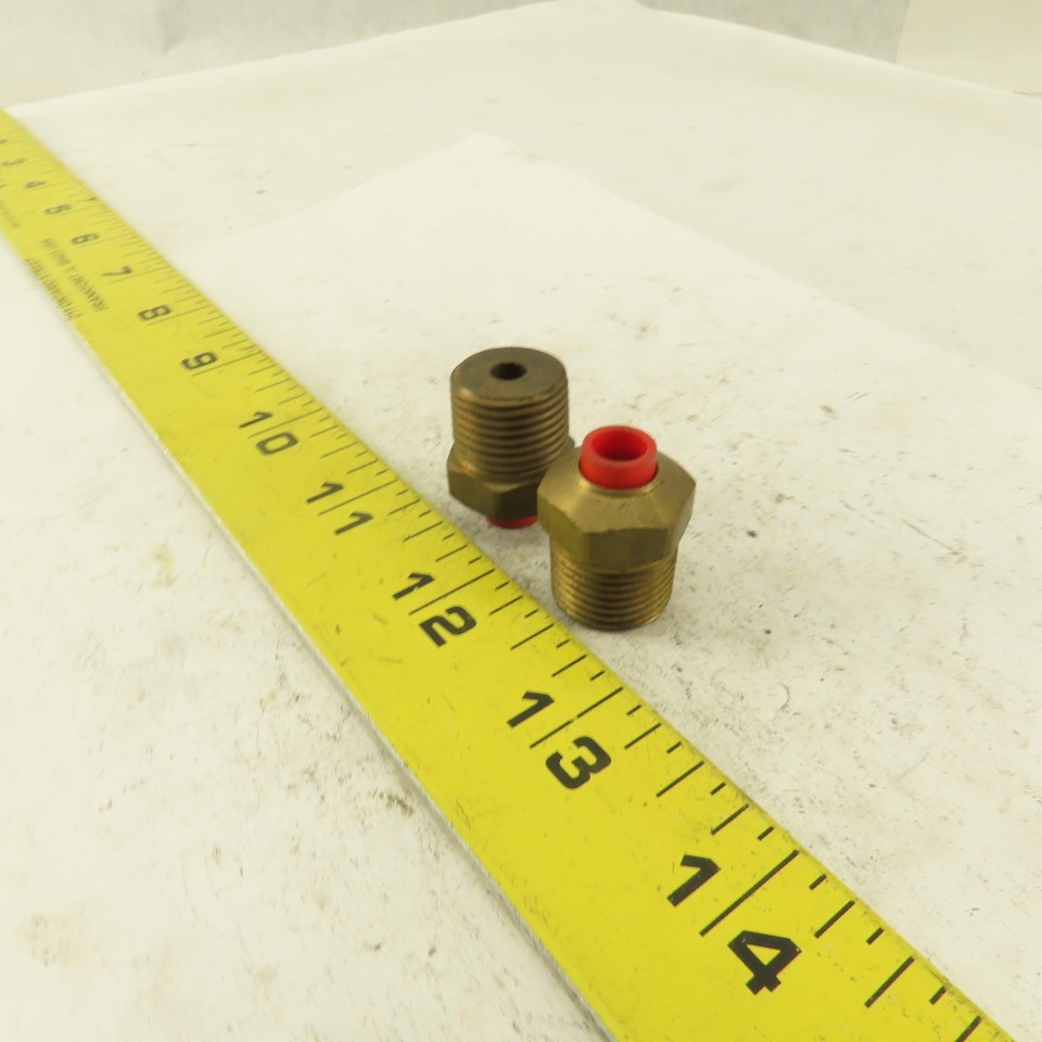 3/8″ NPT x 1/4″ Nylon Push To Connect Brass Straight Connector Lot Of 2