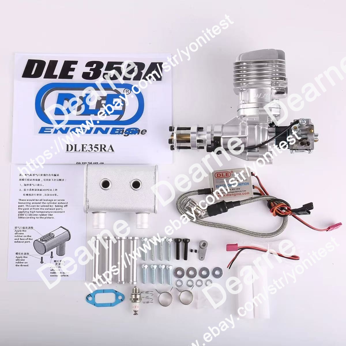 1pc DLE35RA Engine W/Electronic Igniton &Muffler For 30CC 35CC RC Plane