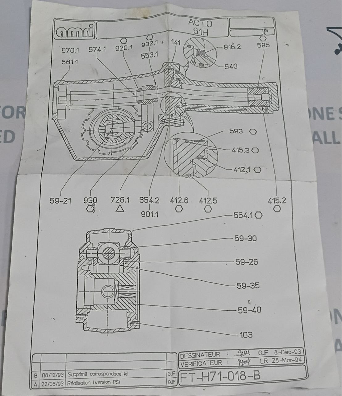 KSB Amri ACTO 61H Sealing Kit / Spare Parts Kit FT-H71-018-B