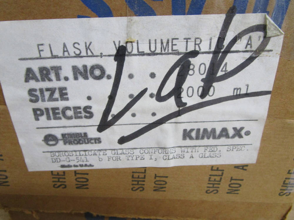 Kimble 28014-2000 KIMAX Volumetric Flask 28014 W/Out Stopper