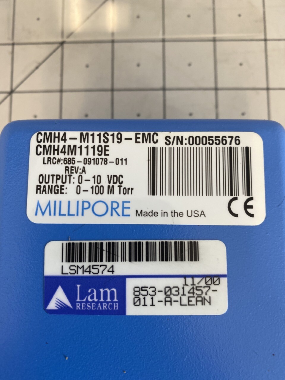 Millipore CHM4-M11S19-EMC Manometer PN: CMH4M1119E REV:A 853-031457-011-A-LEAN