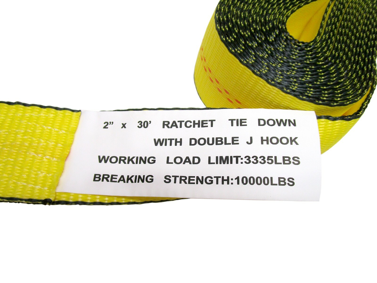 2″ x 30′ Ratchet Tie-Down Strap with J-Hooks, WLL 3,335 lbs Trailer, ATV, Auto