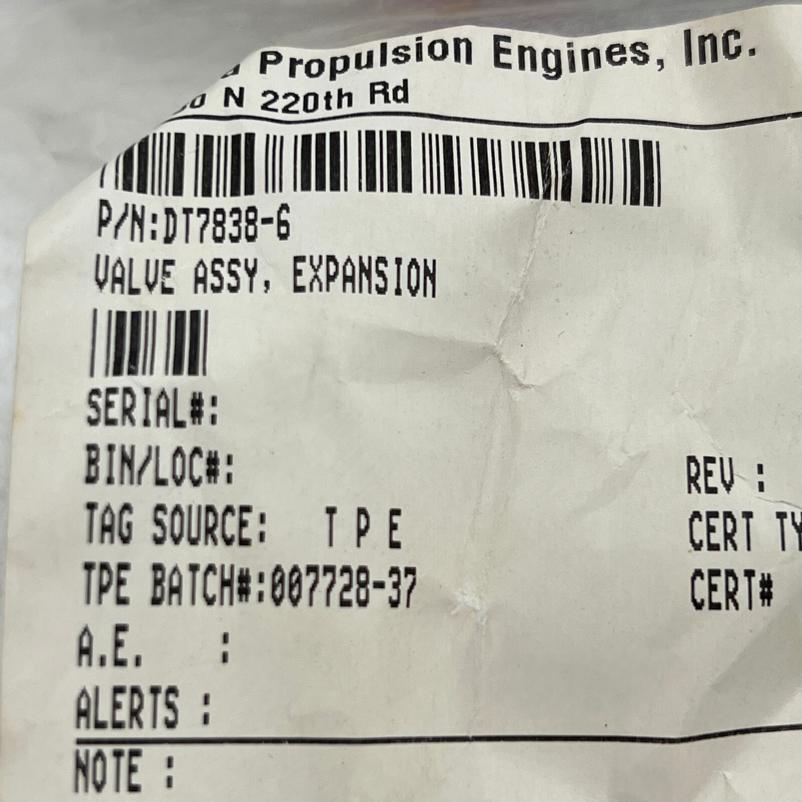 NOS Alco Expansion Valve DT7838-6 X9715 FL 16A ASSY