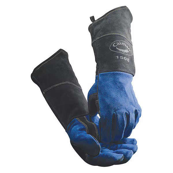 Caiman 1506 Welding Gloves, Gauntlet Cuff, Reinforced Thumb, Premium Cowhide, ,