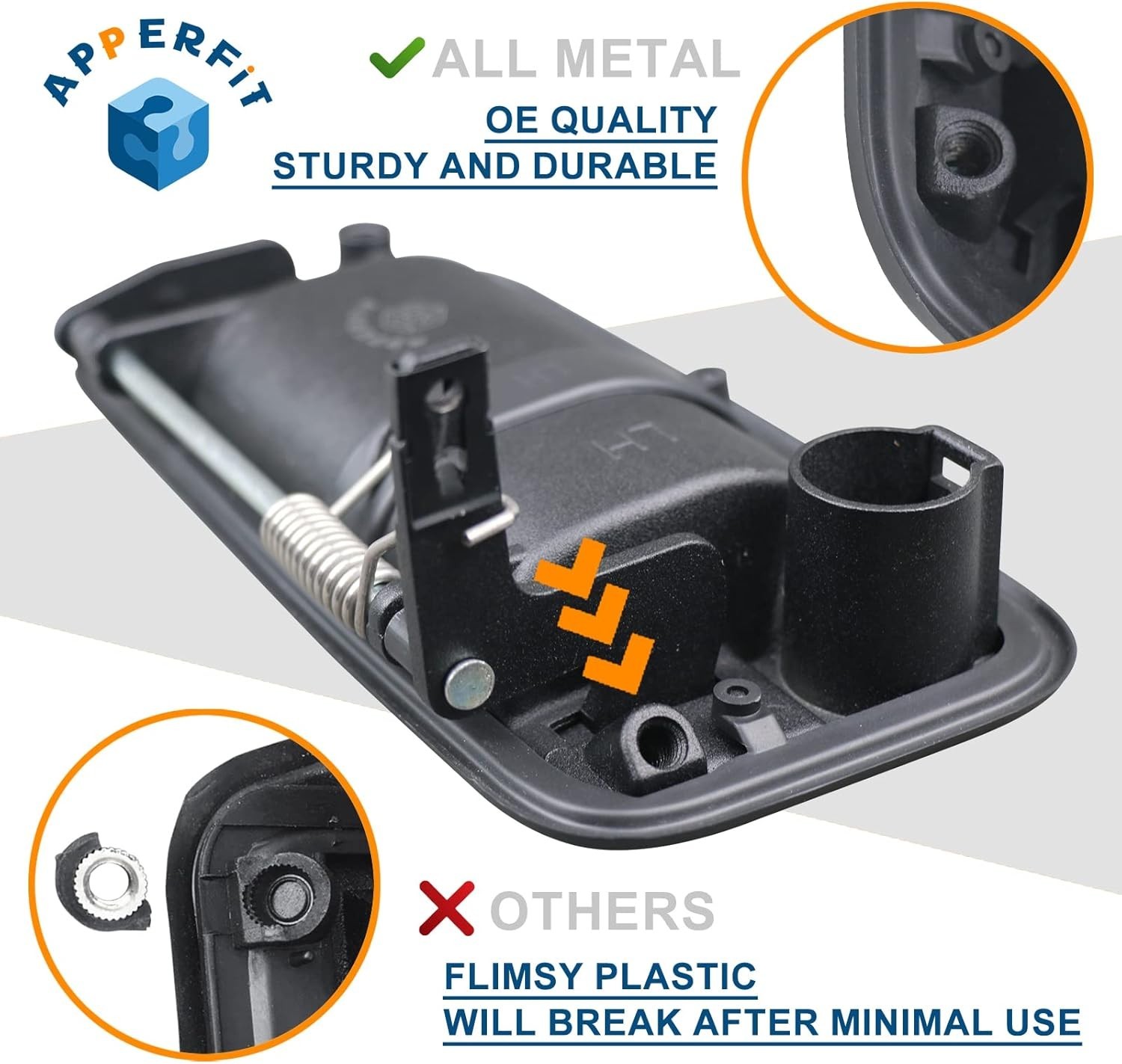 All Metal Exterior Door Handles W/Lock Cylinders & Keys Compatible with Chevy Ta