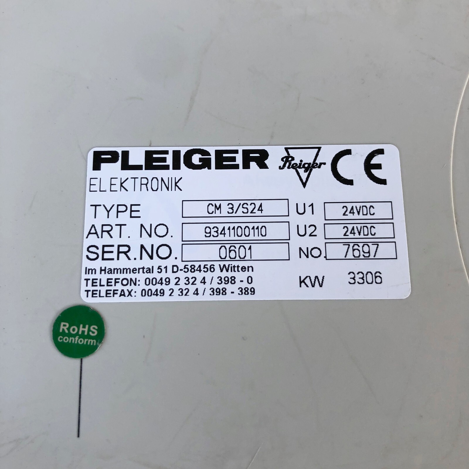 Pleiger CM3/S24 EHS Control Module 9341100110