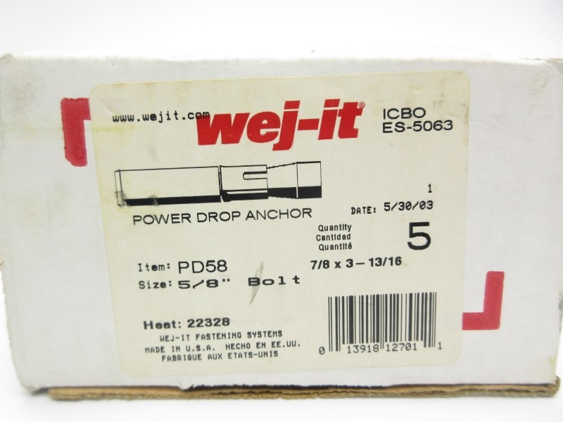 WEJIT PD58 5/8″ (PKG OF 5) NSMP