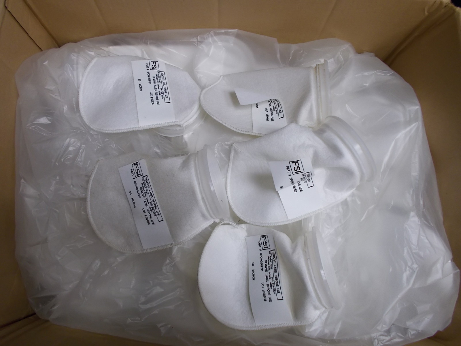 NEW FSI Polypropylene Filter Bags BPONG50P3P 50-Micron, Lot of 5 *FREE SHIP*