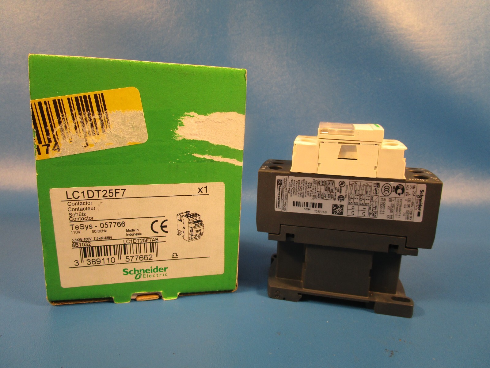 SCHNEIDER LC1DT25F7, Contactor, Non Reversing, 4 pole, 3 phase, 110 Vac @ 50/60