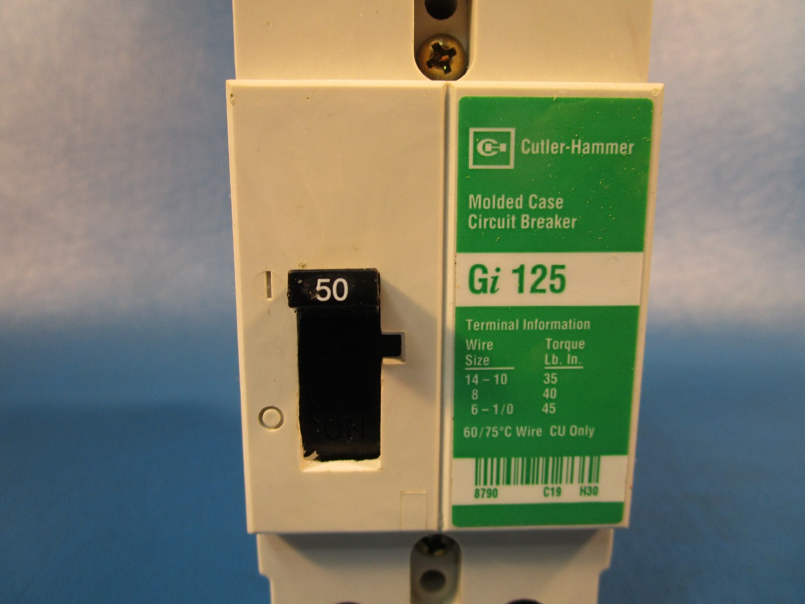Cutler Hammer GI2050G7, Circuit Breaker, 240 VAC, 2 Pole, 50 A, DIN Rail Eaton