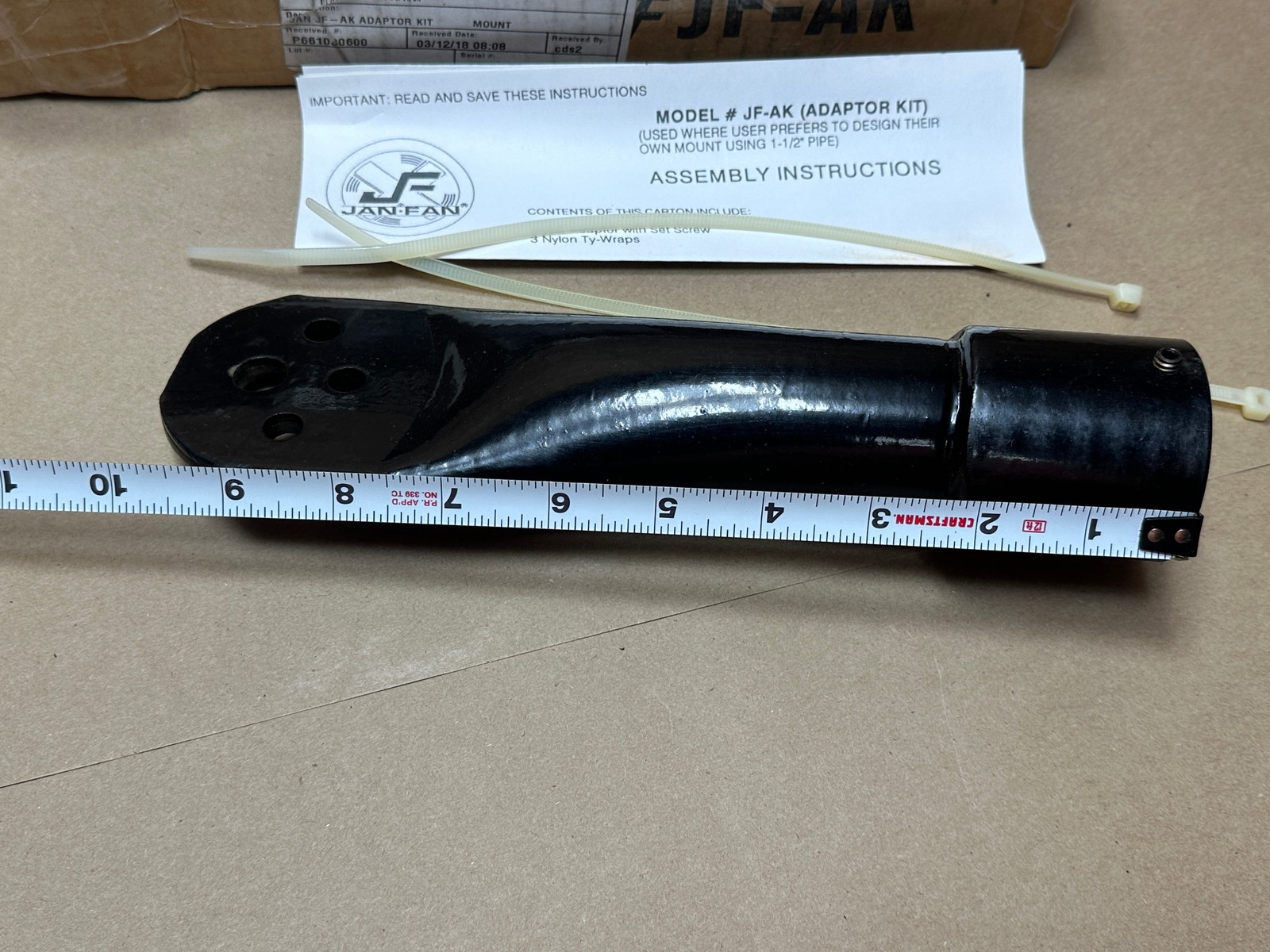 JanFan JF-AK Adaptor Kit for 1-1/2″ Pipe to Fan Mount