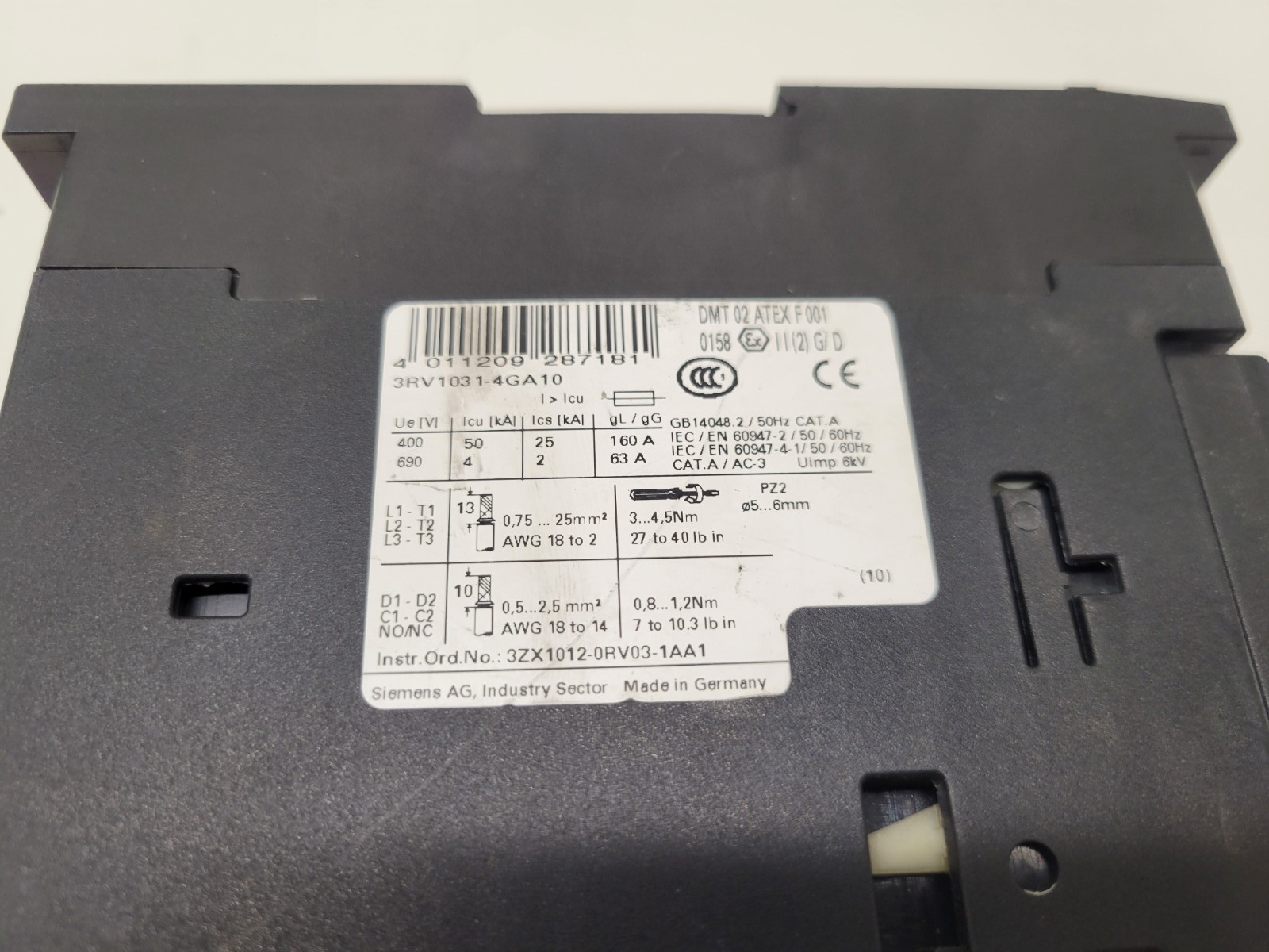 NEW OLD STOCK! SIEMENS 36-45A CIRCUIT BREAKER 3RV1031-4GA10