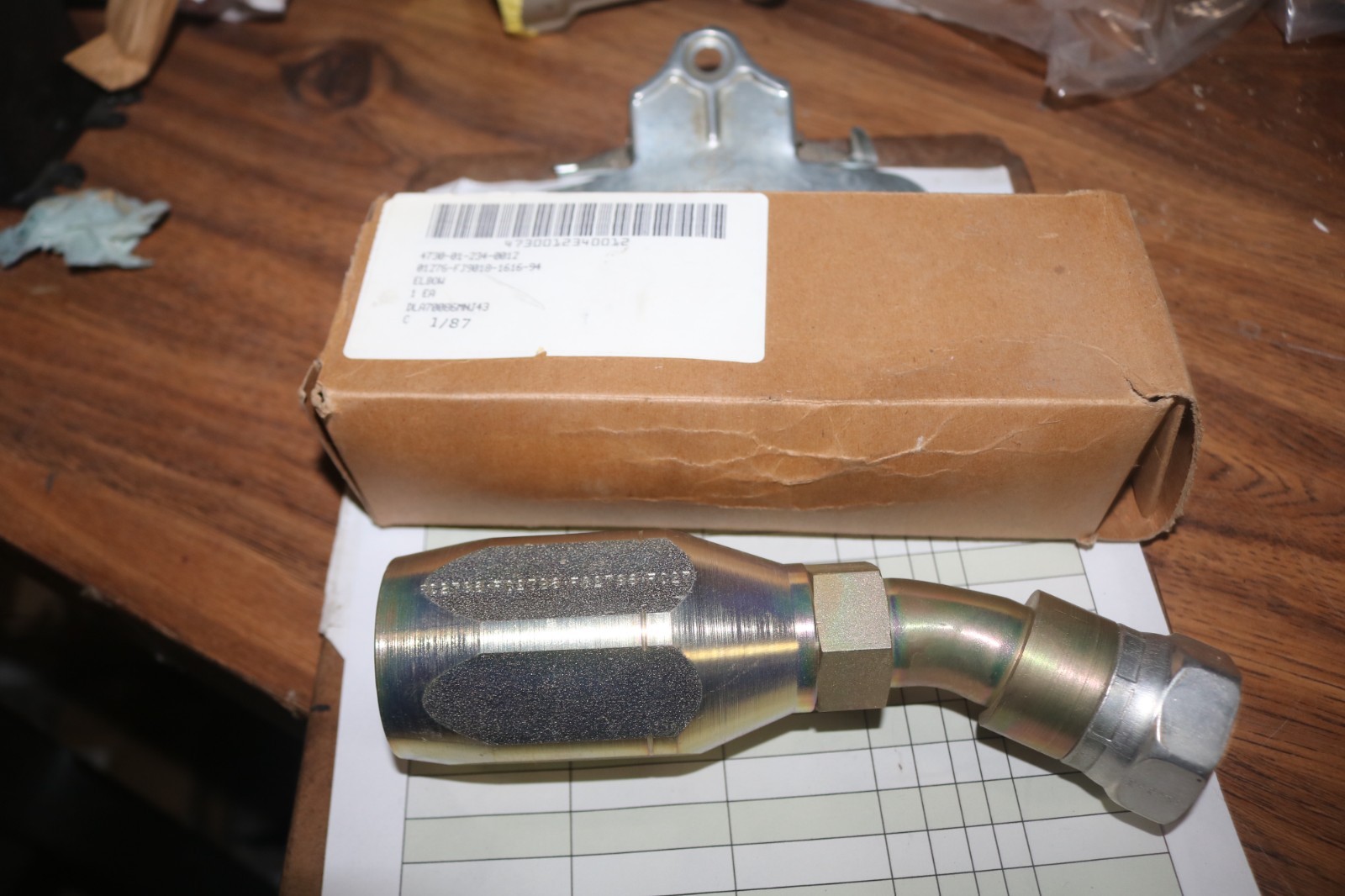 NOS Eaton Aeroquip hose fitting PN FJ9018-1616-94 4730-01-234-0012