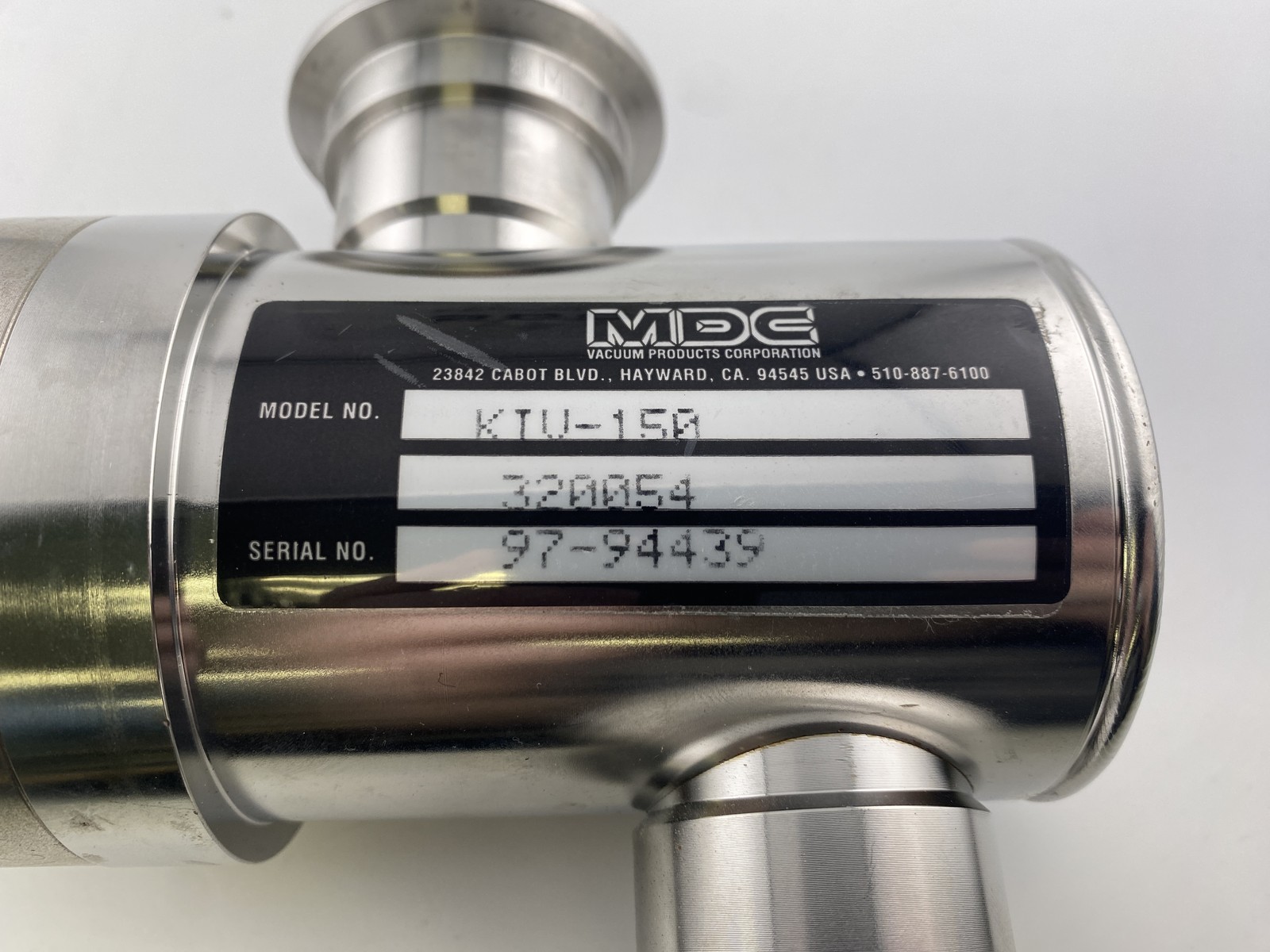 MDC Vacuum Products KIV-150 Inline Angle Vacuum Valve PN: 320054