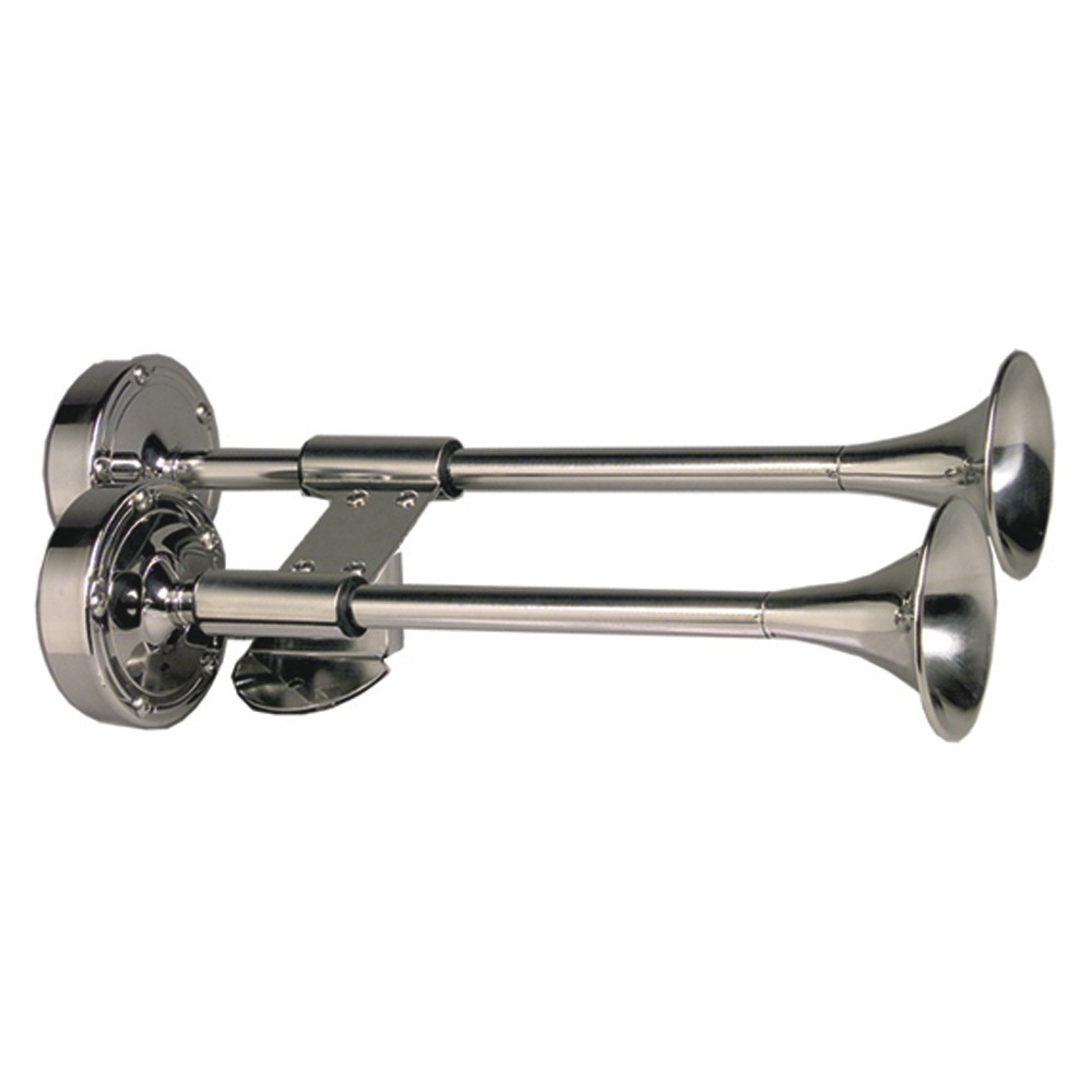Schmitt Marine Deluxe Ss Shorty Dual Trumpet Horn 12V Boat