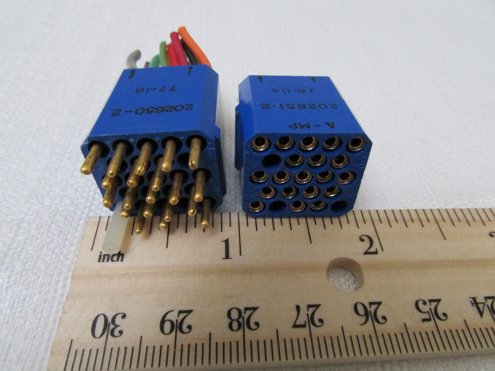 AMP Connector Pair Gold Plated 22 Position 20 Pins/Sockets Installed