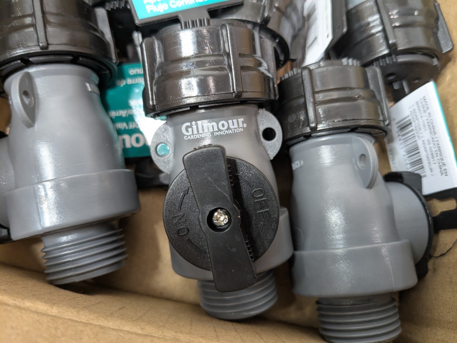 6 PACK GILMOUR Full Flo Plastic Single Outlet Shut-Off Valves 800014-1001