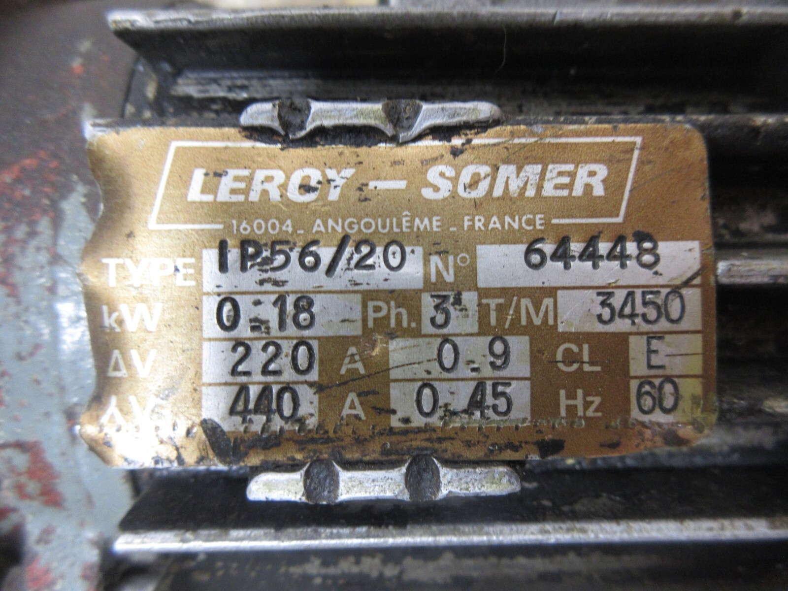 LEROY-SOMER COOLANT PUMP CINCINNATI MILL CNC IP56/20 64448 0.18 PH.3