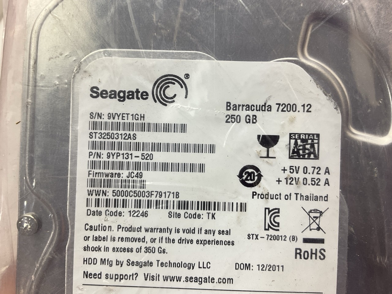 (2) REFURBISHED Seagate Barracuda 7200.12 250GB Internal Hard Drive 7200RPM 3.5″