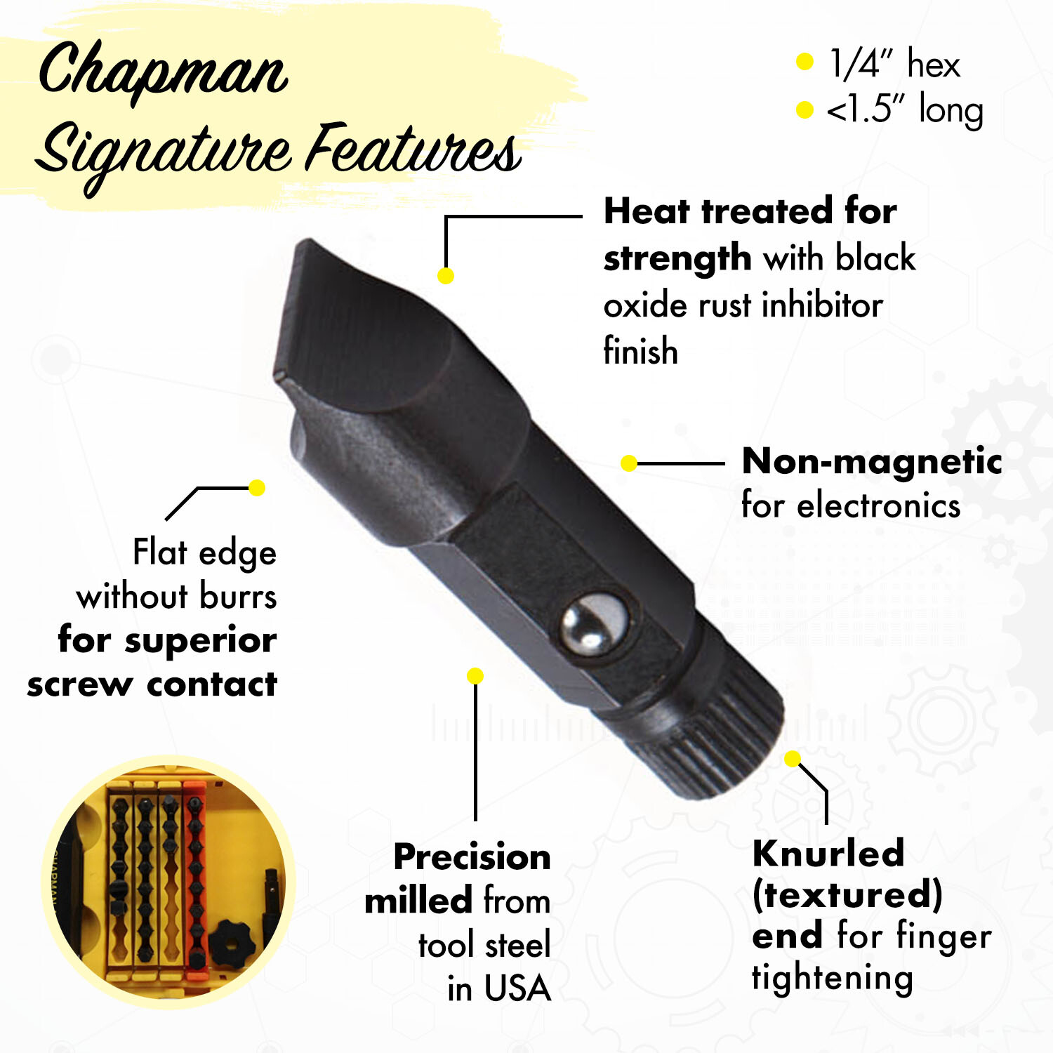 Chapman MFG #5573 SAE & Metric Allen Hex Screwdriver Set USA MADE