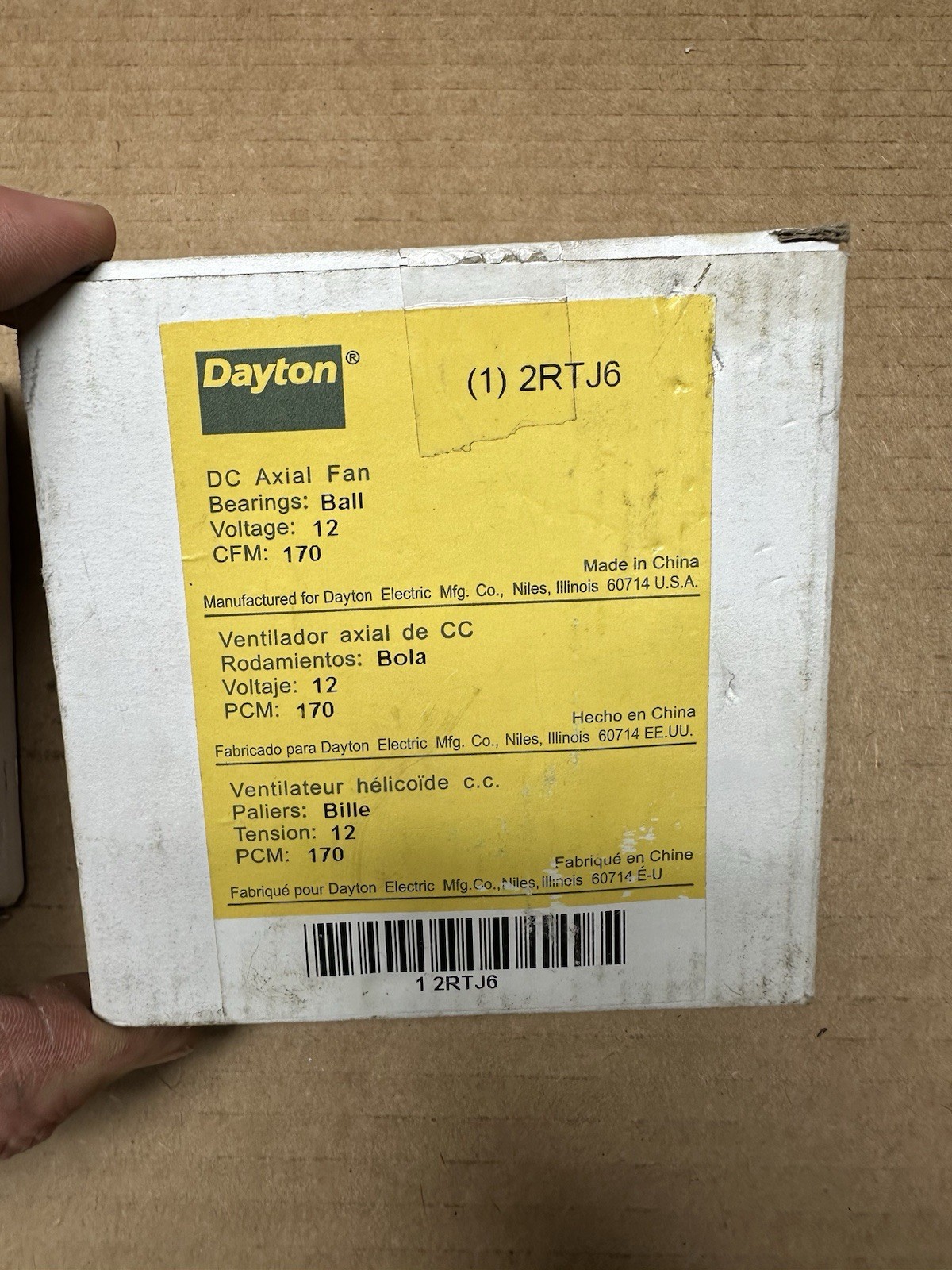 DAYTON 2RTJ6 AXIAL COOLING FANS NEW 12V 170 CFM QTY OF 2