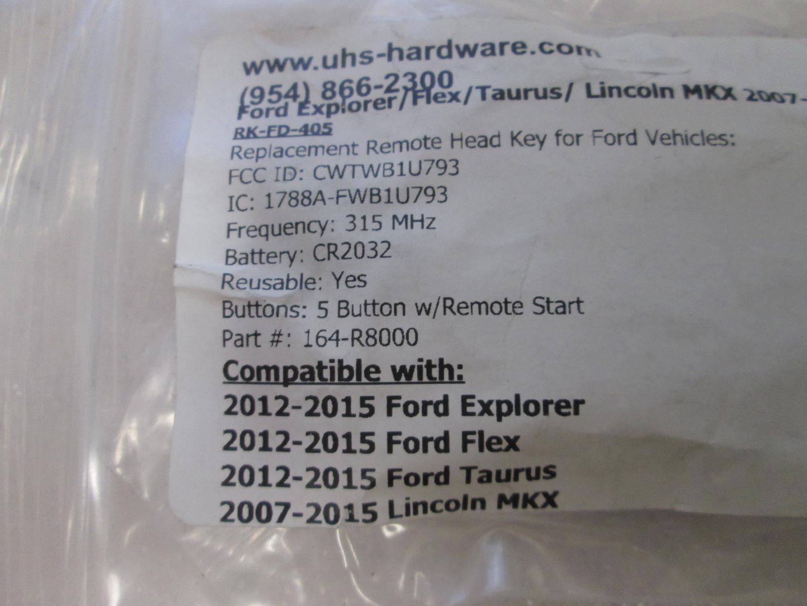 UHS HARDWARE RK-FD-405 FORD EXPLORER FLEX TAURUS LINCOLN MKX 2007-2015
