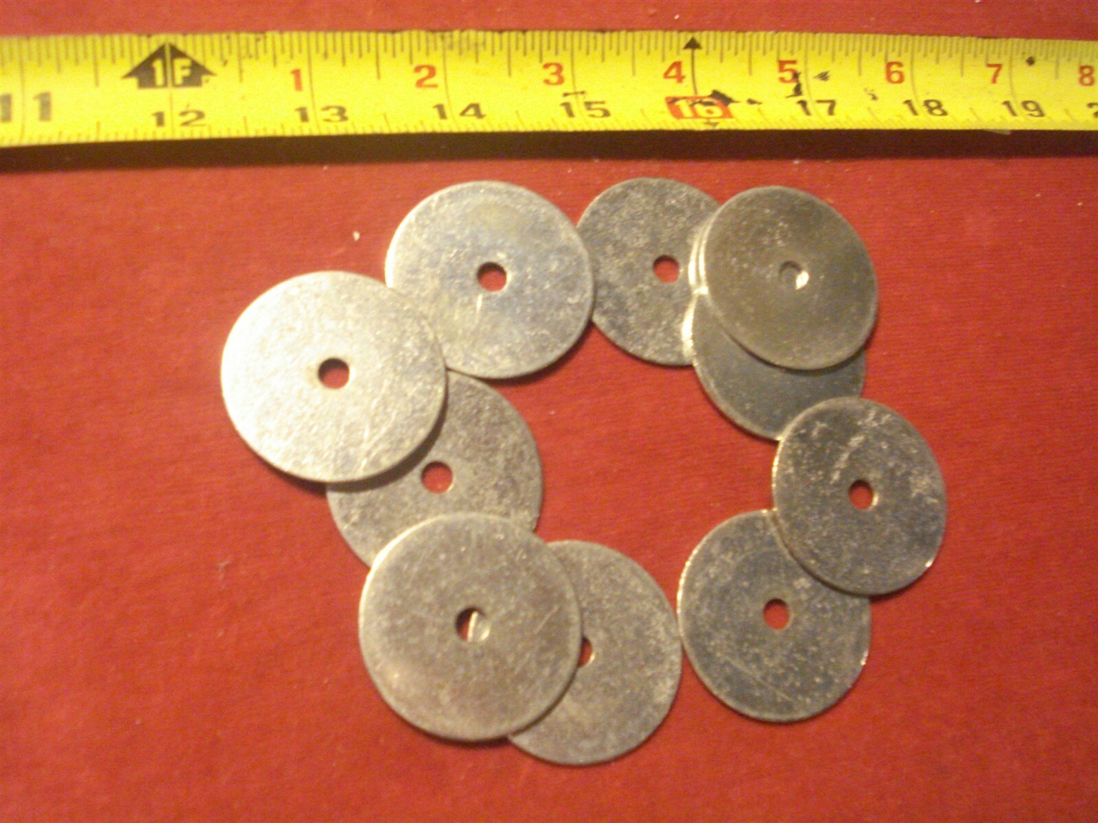 (2223.) Fender Washers 1-1/2″ OD x 1/4″ ID Zinc Plated – Lot of 10 Washers