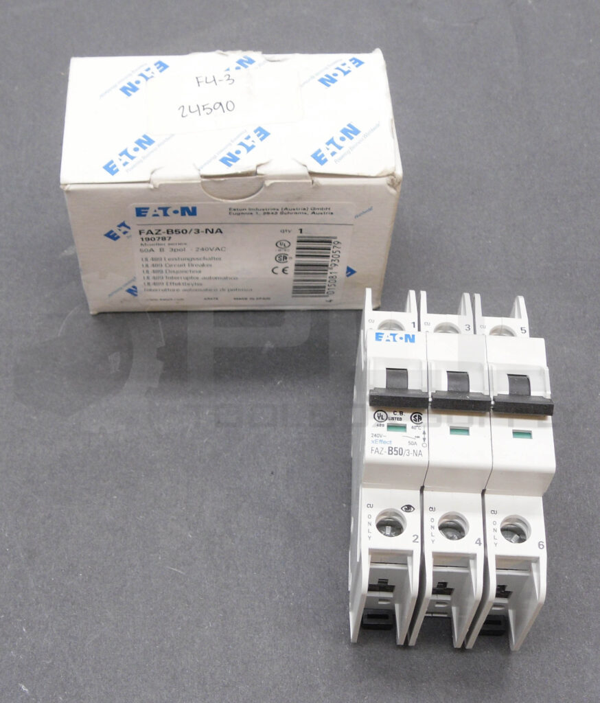 NEW EATON FAZ-B50/3-NA CIRCUIT BREAKER 50A 3 POLE 240VAC 190787 FAZ-B50-3-NA