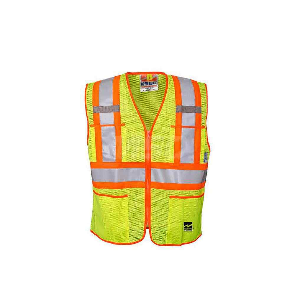 Viking U6112G-M High Visibility Vest: Medium Lime, Zipper Closure, 4 Pocket