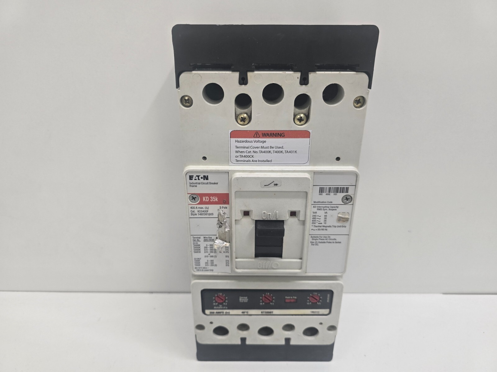 GOOD USED! EATON CUTLER-HAMMER 350A TRIP UNIT CIRUBIT BREAKER KD3400F