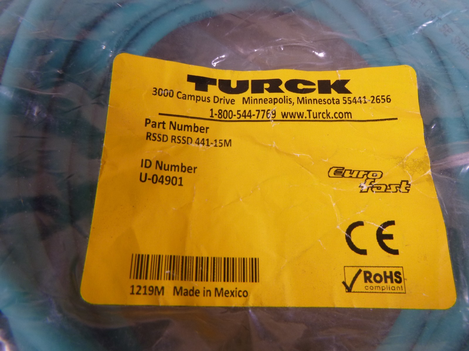 TURCK RSSD RSSD 441-15M CORDSET DOUBLE ENDED 4 PIN M12 MALE STRAIGHT , U-04901