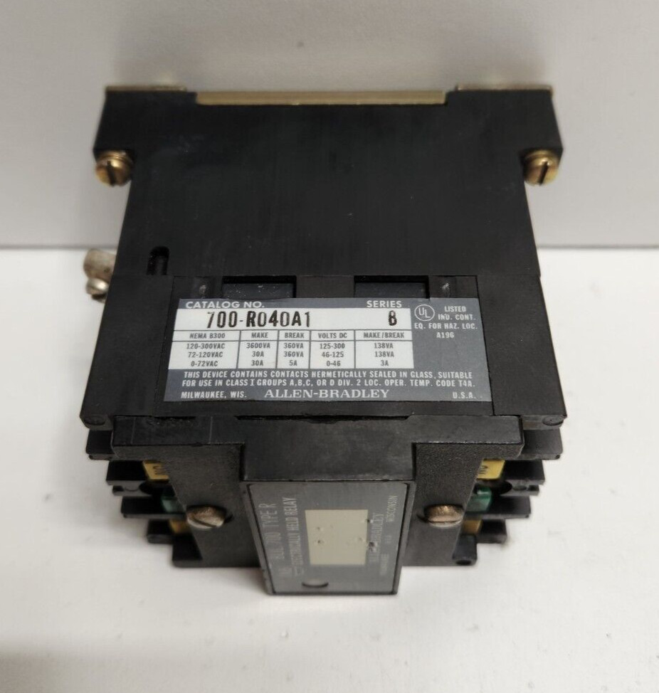 GUARANTEED! ALLEN-BRADLEY SER.B 120V COIL ELECTRICALLY HELD RELAY 700-R040A1