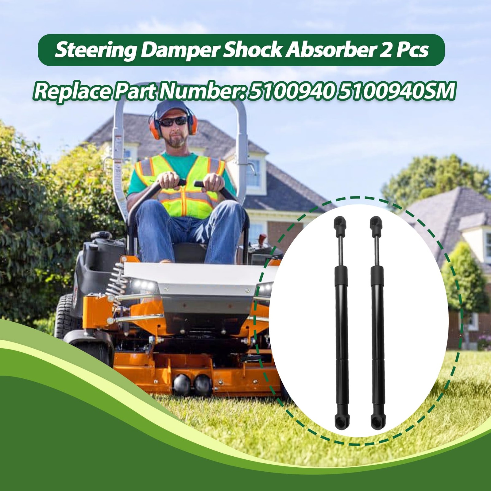 2 Pcs 5100940 Steering Damper Shock Absorber Fit for Ferris IS500Z IS1500Z IS…