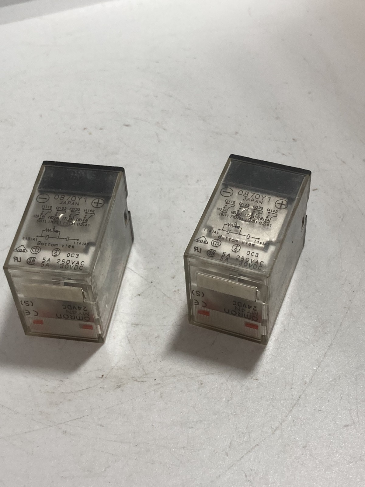 OMRON MY4N POWER RELAY 5A-250VAC 5A-30VDC (LOT OF 2)