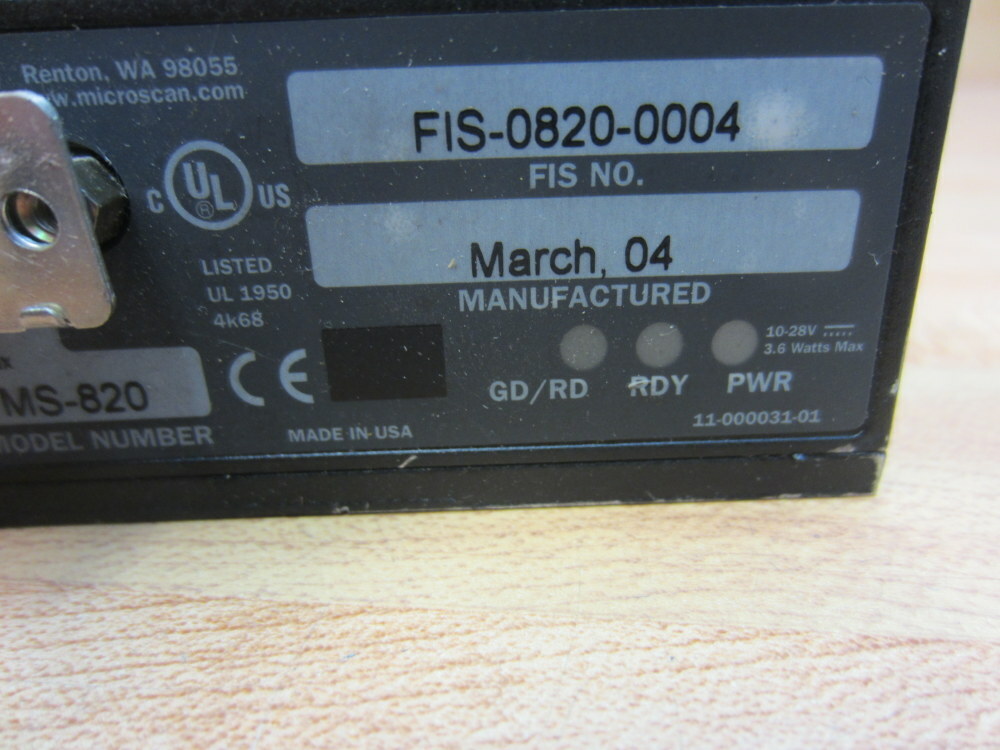Microscan MS-820 Bar Code Scanner MS820 FIS-0820-0004