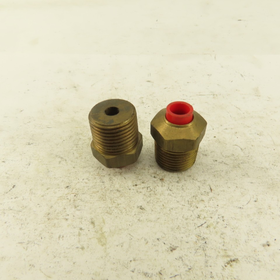 3/8″ NPT x 1/4″ Nylon Push To Connect Brass Straight Connector Lot Of 2