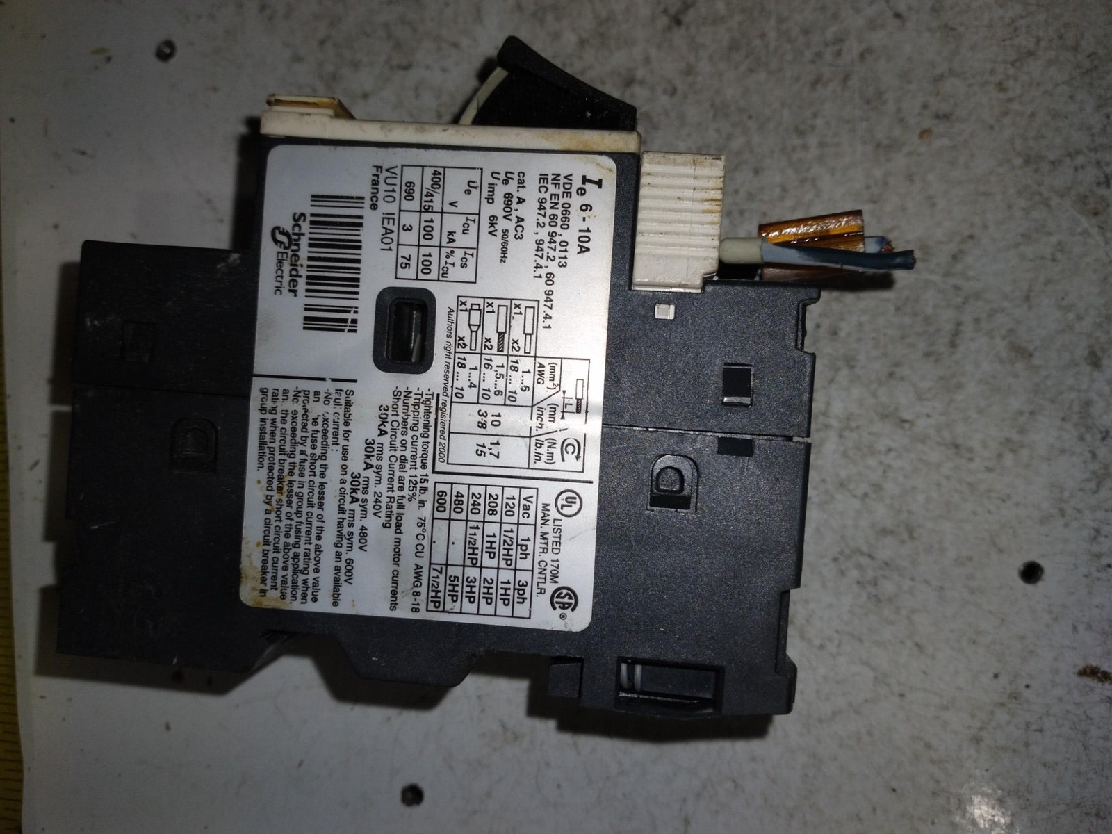 TELEMECANIQUE SQUARE D GV2ME14 / 6-10A 690V 6KV 50/60HZ 120-600VAC