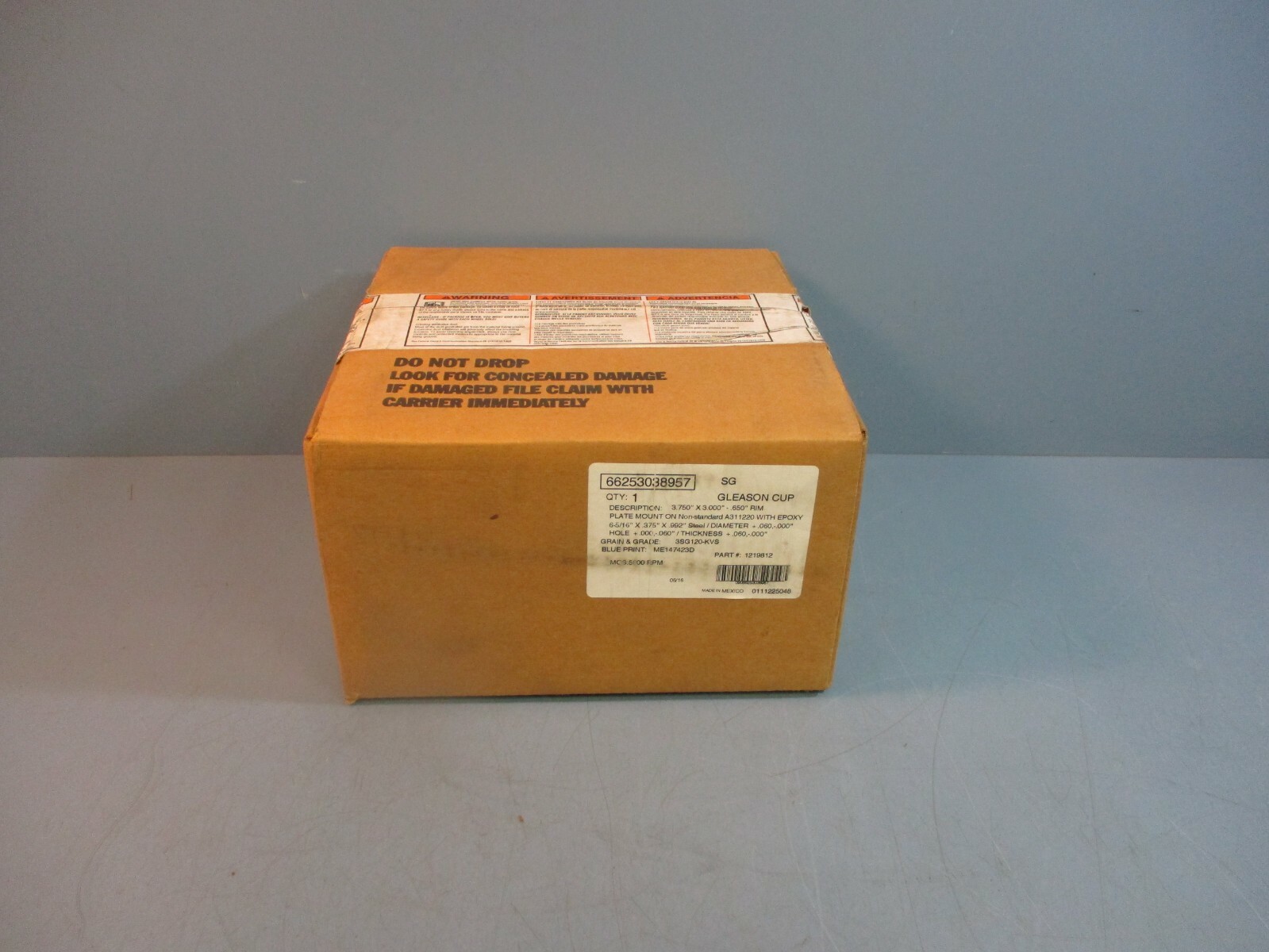 Norton Gleason Cup 3.750″ X .375″ x 3.000″ – .650″ RIM 3SG120-KVS 66253038957