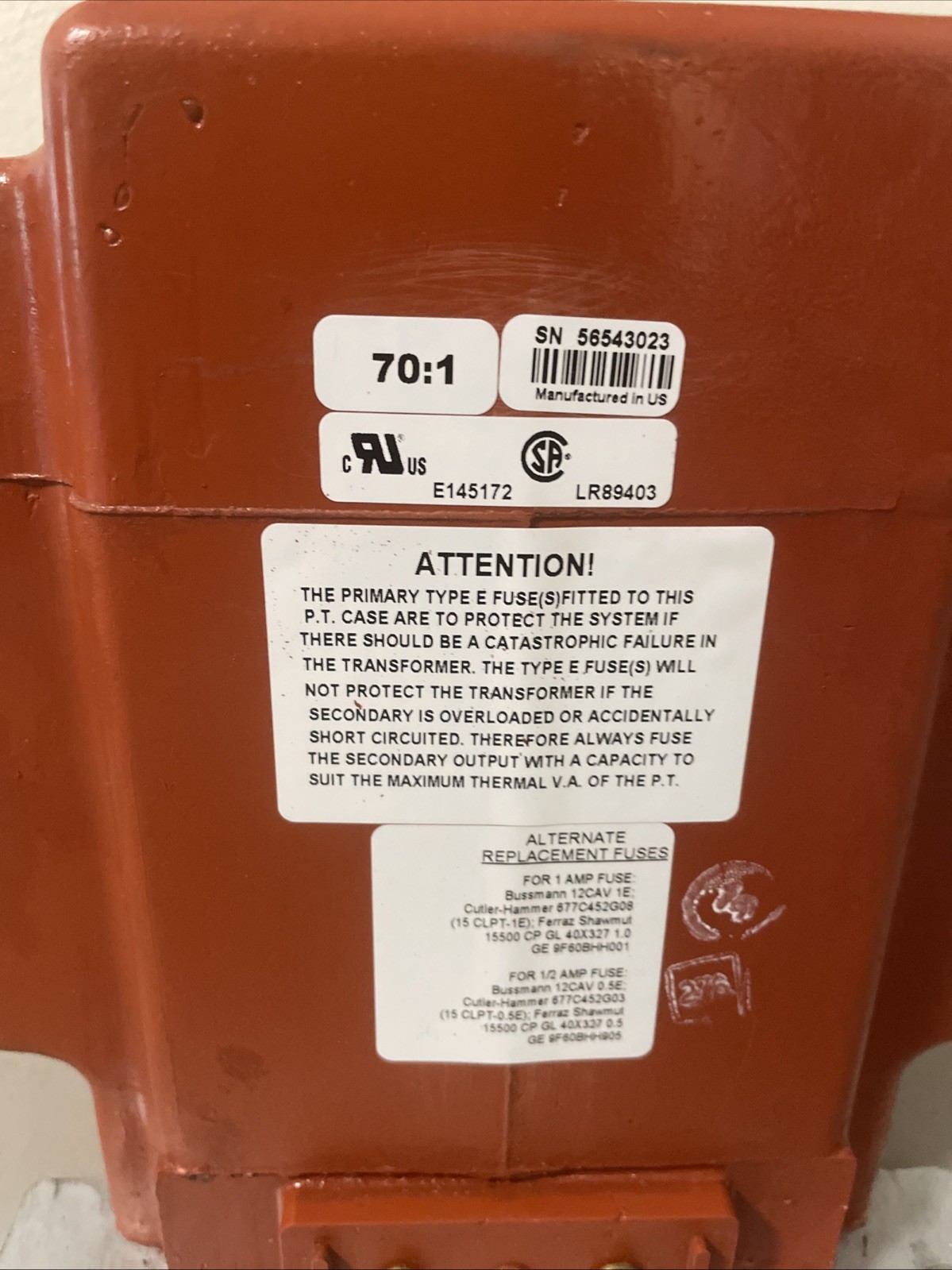 GE Vernova / Instrument Transformer PTG5-1-110-842F / 70:1 BIL 110 kV 60 HZ 0.3Z