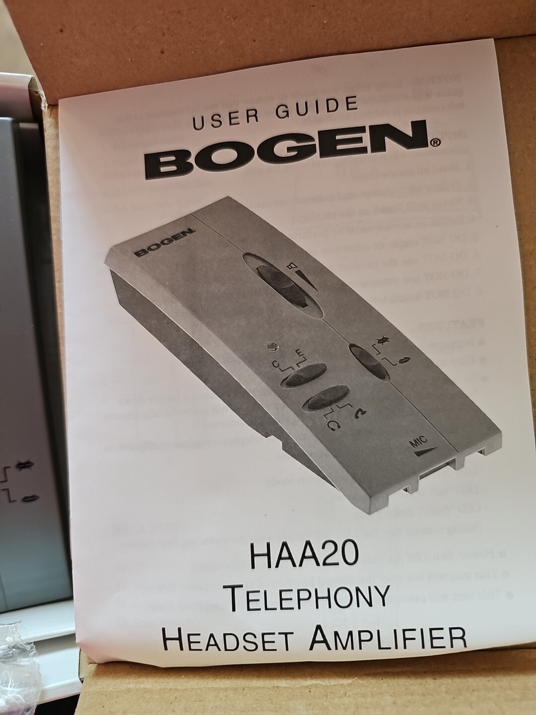 Bogen HAA20 Telephone Headset Amplifier w/ wires and Instructions New In Box