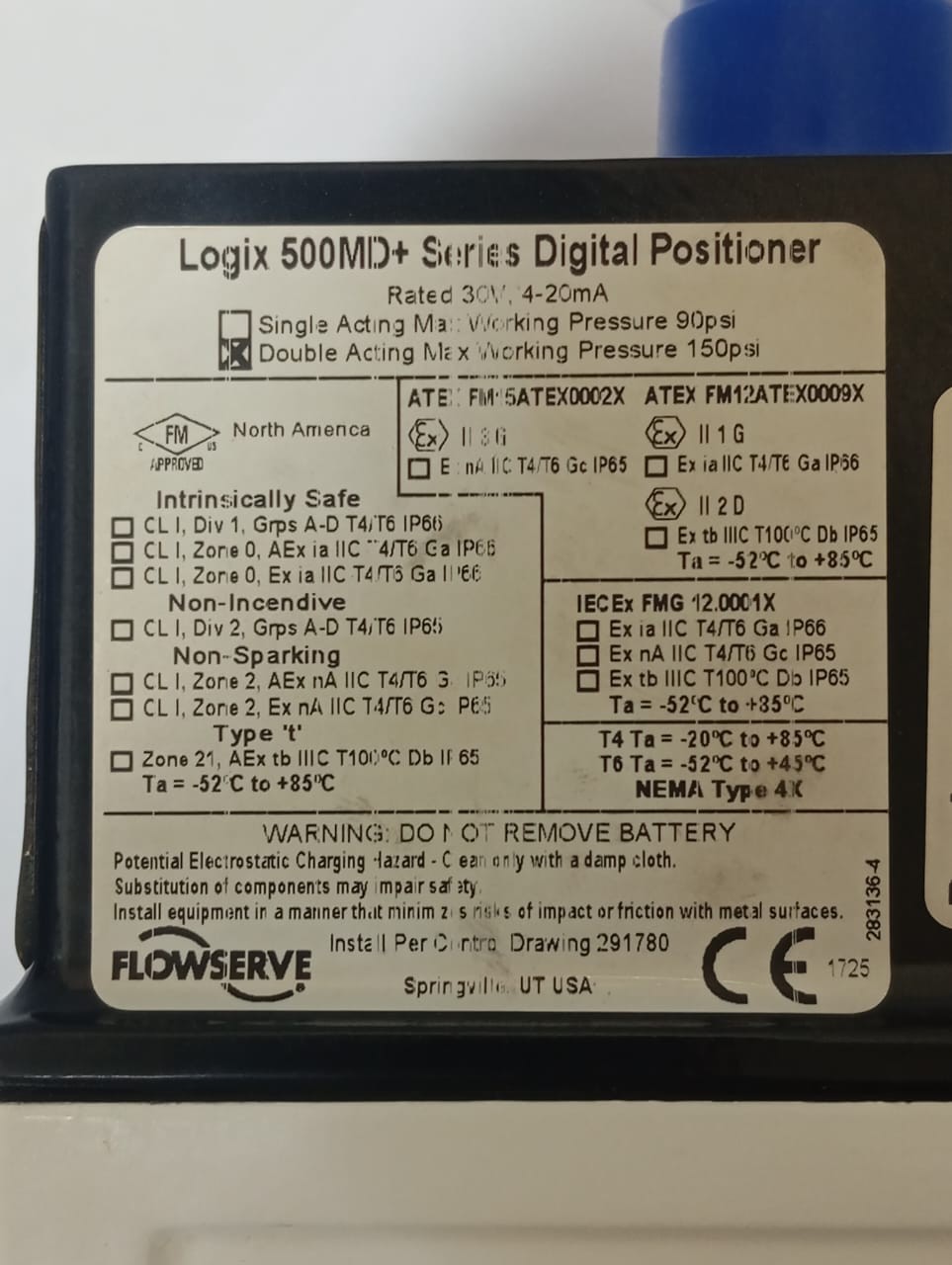 Flowserve / Logix 500MD+ Series / Digital Positioner / 520MD+37-W1D300-GM3-0000