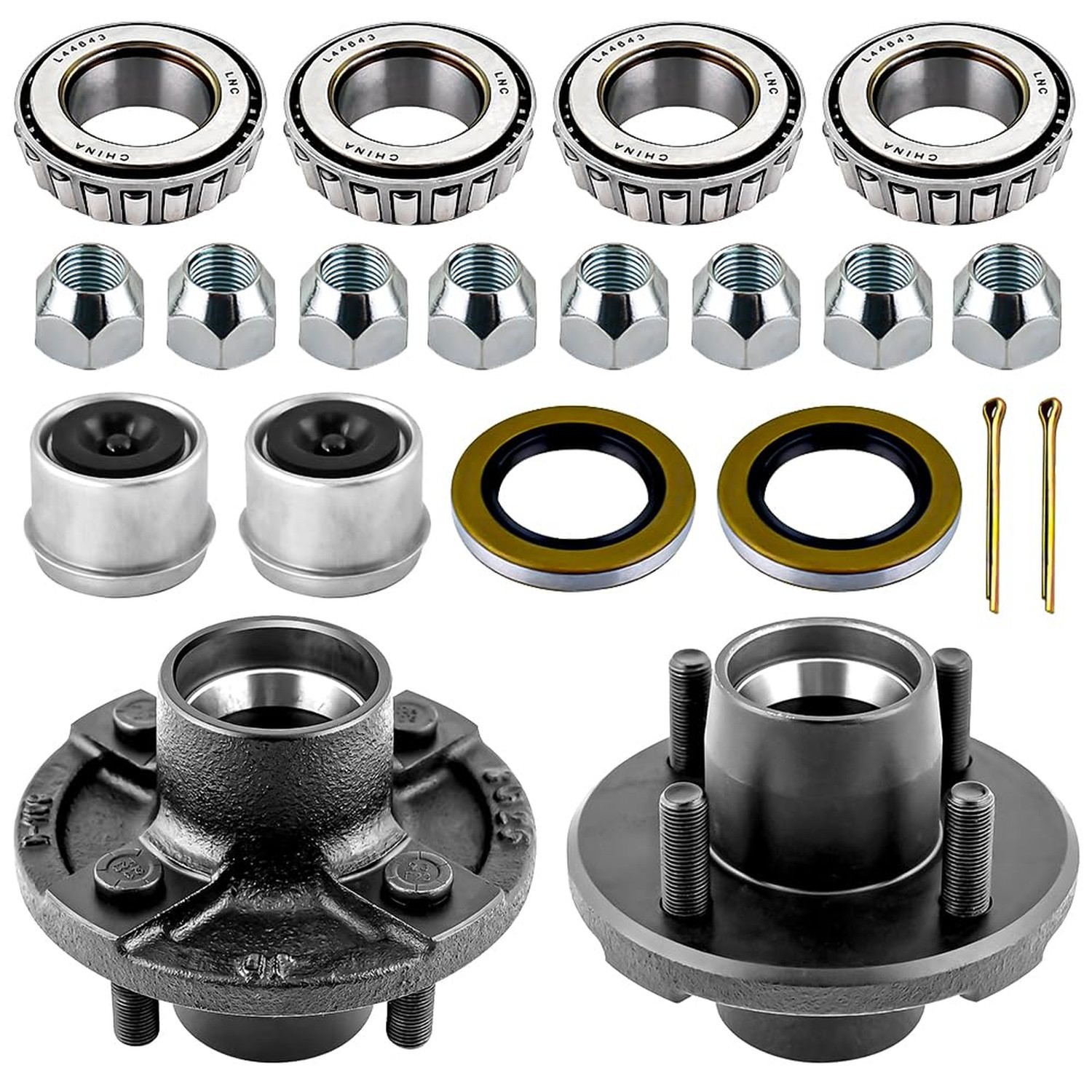 Trailer Idler Hub Kit 4 on 4” for 2000 lbs 1″ and 1″-1/16″ Trailer Axle,Tr