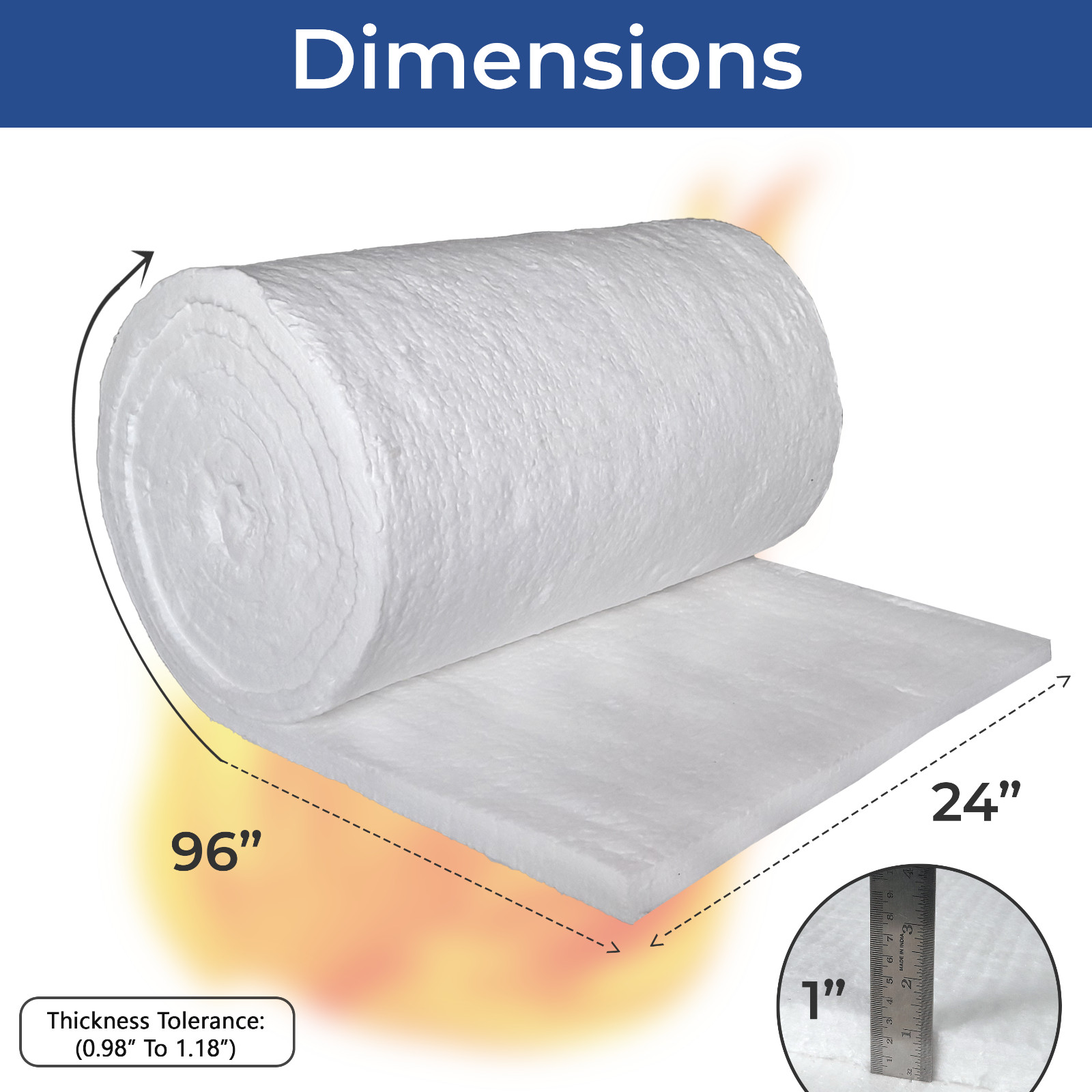 Ceramic Fiber Insulation Blanket-1”x 24″x96”-8#2400F