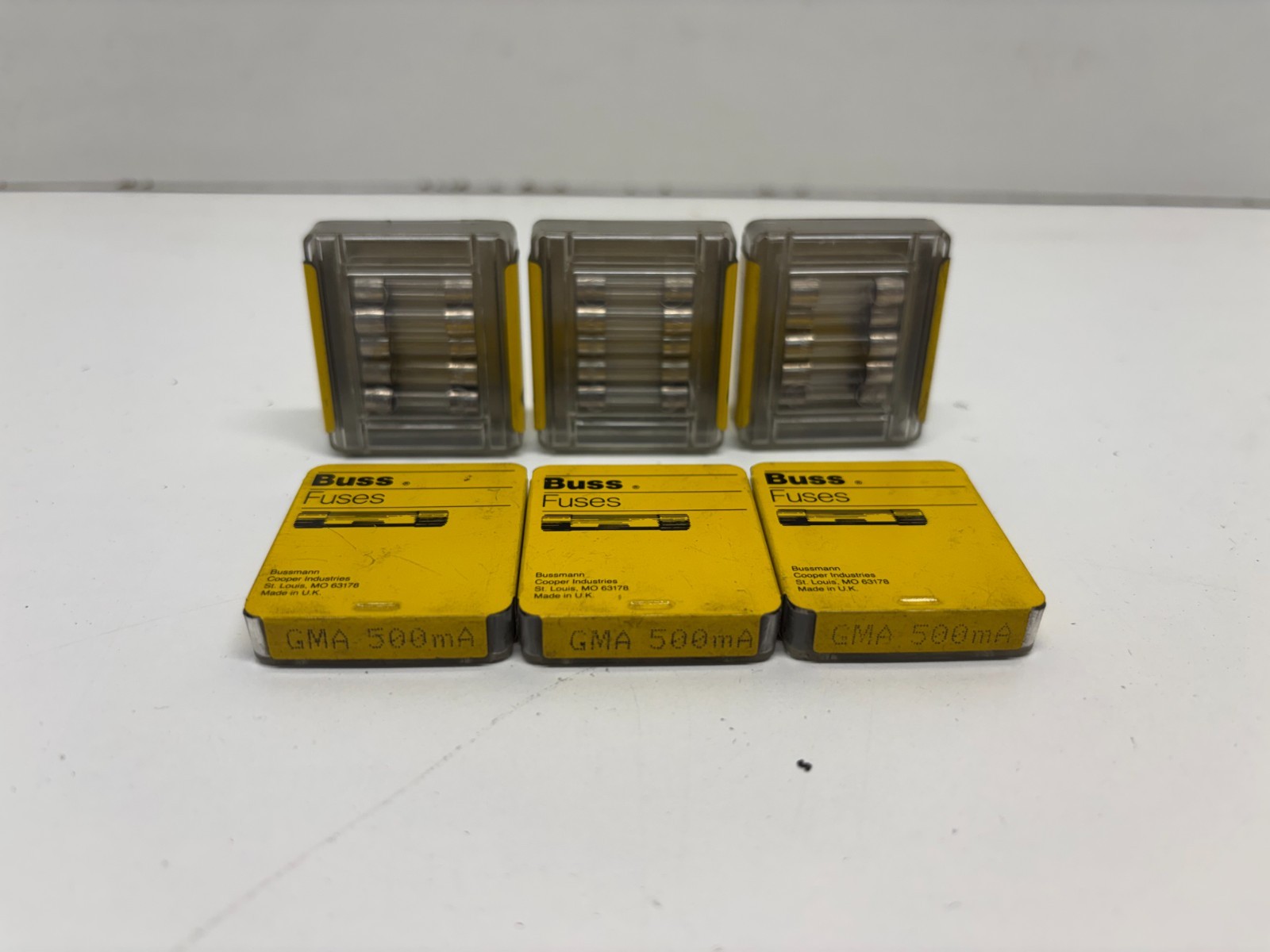LOT OF 28 NEW OLD STOCK! BUSSMANN 0.5A 250VAC MINI FUSES GMA 500MA