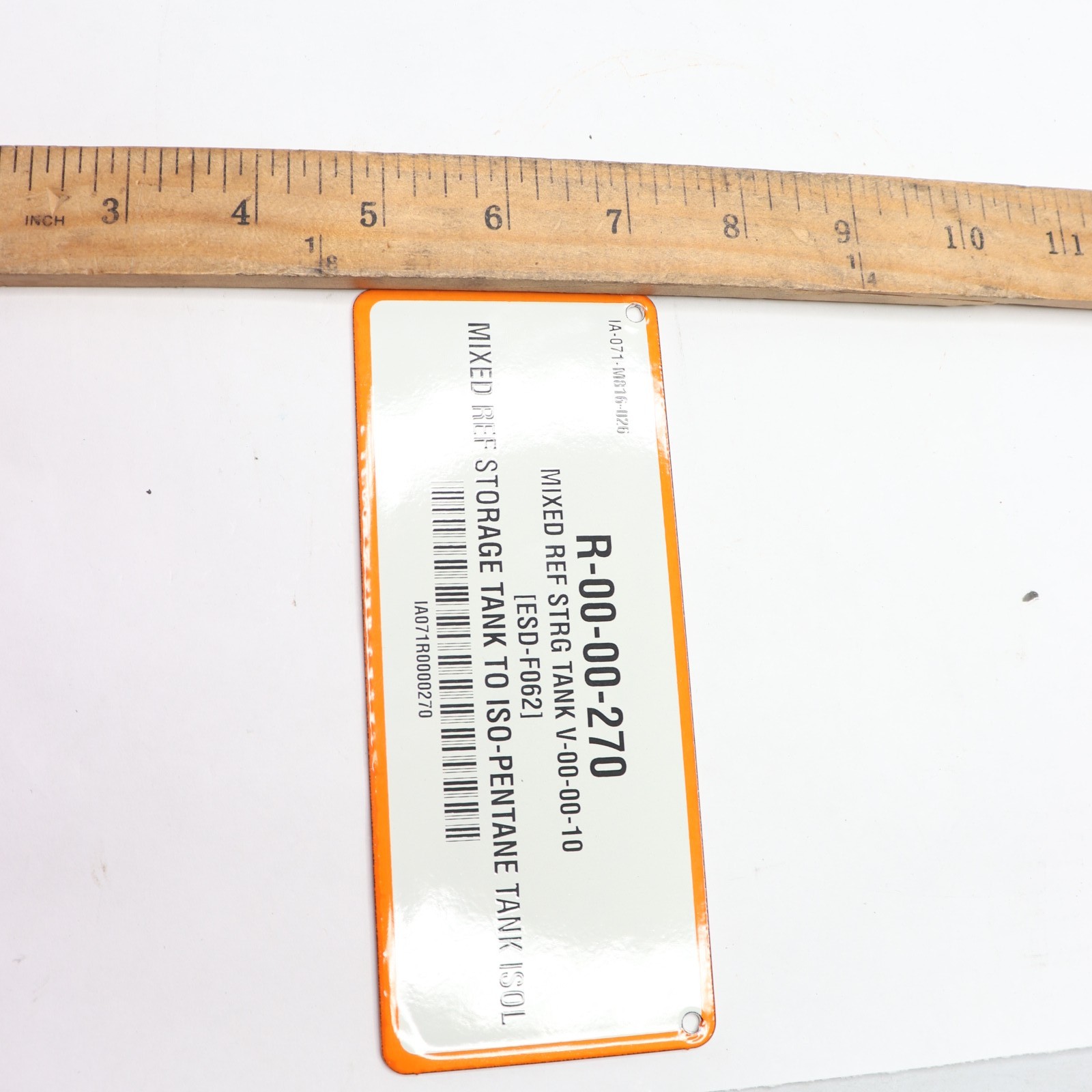 Mixes Ref Storage Tank To Iso-Pentane Tank Isol Plate IA-071-M816-026
