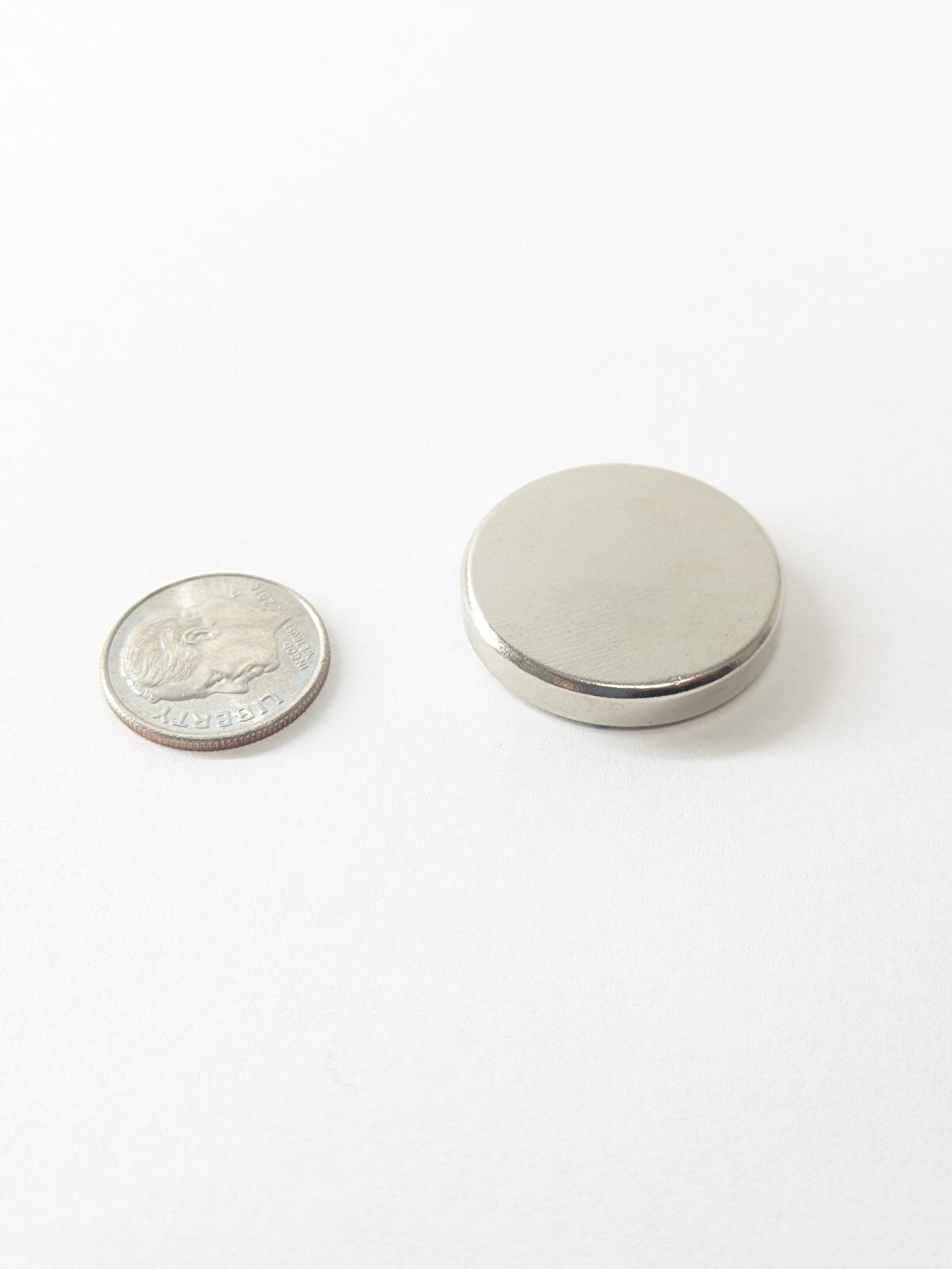 4PCS Mag-Mate Disc Magnet, 38.4lb Pull, Adhesive Back, Nickel Plated, 1″, N42