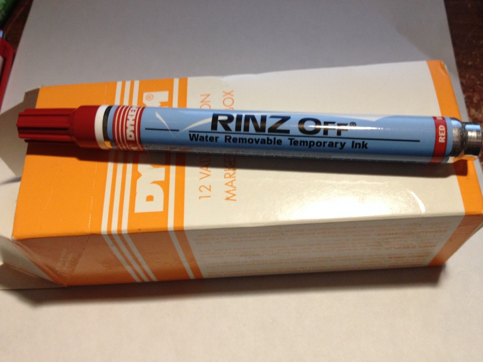 LOT OF 12 DYKEM 91106 RINZ-OFF® TEMPORARY INK MARKER, MEDIUM TIP RED
